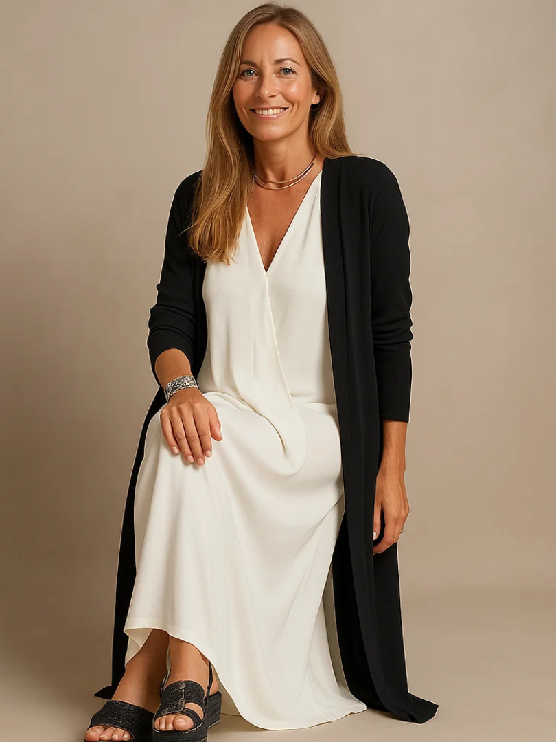 ELISE | Elegantní Dlouhá Šaty s Dárkovým Cardiganem