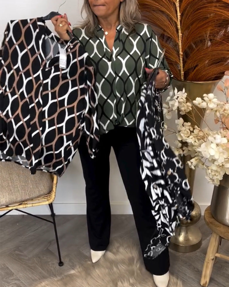 Janny | Casual Blůza s Dlouhými Rukávy a Elegantním Vzorem