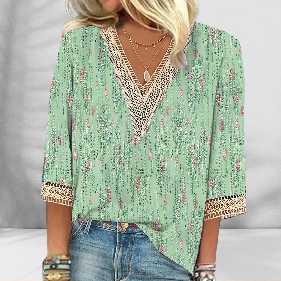 ALIS | Boho-blůza s květinovými vzory a dlouhými rukávy
