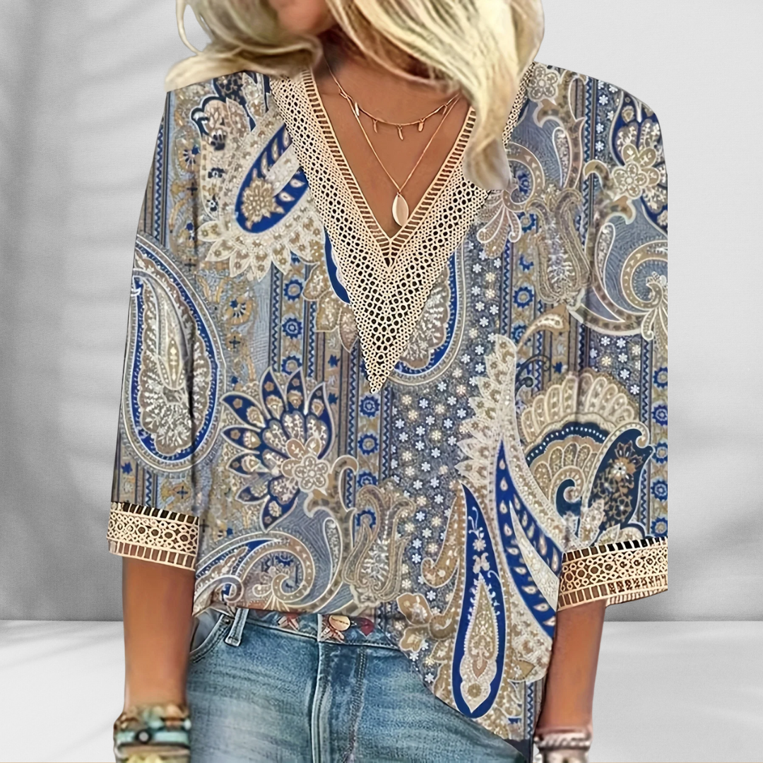 ALIS | Boho-blůza s květinovými vzory a dlouhými rukávy