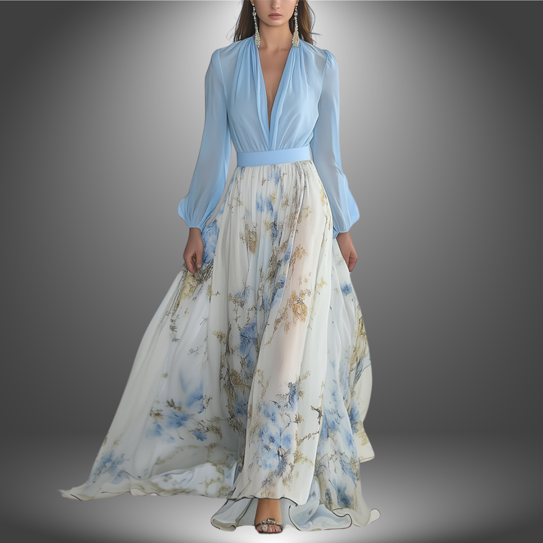 Fiorella | Elegantní Maxi Šaty s Květinovým Vzorem