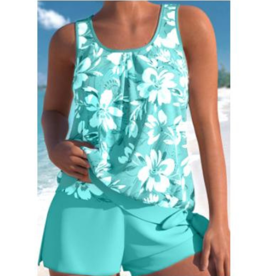 Adalina | Dvoubarevný tankini set s květinovým potiskem pro ženy