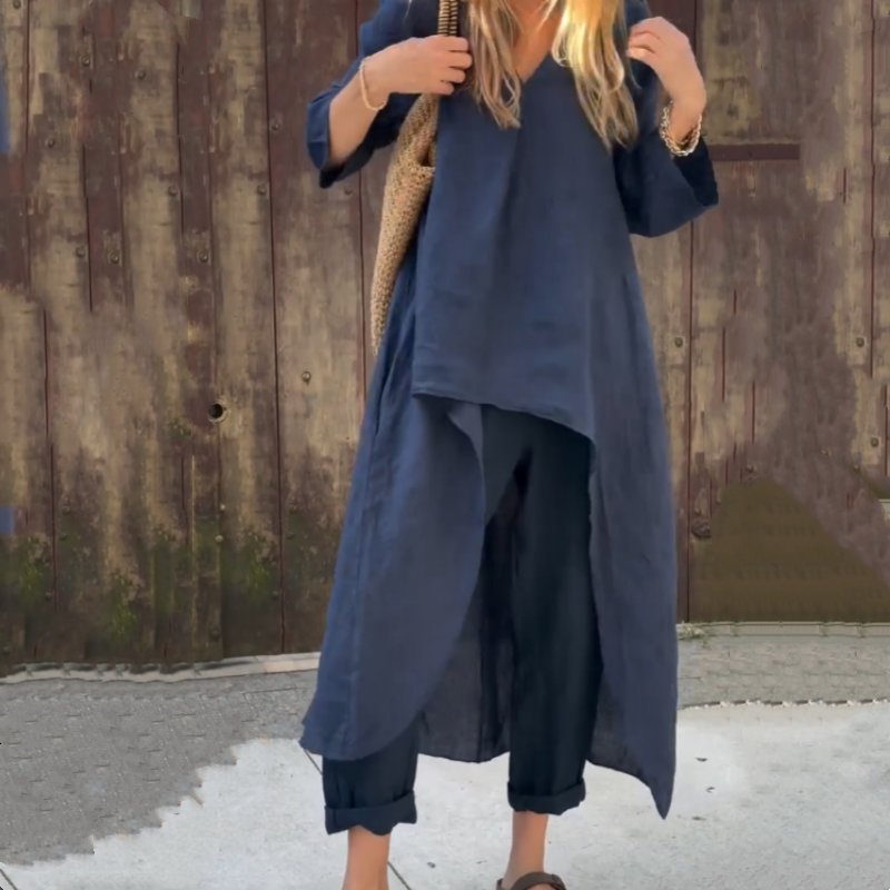Élise - Dvoudílný set pro ženy - Asymetrický top a volné kalhoty