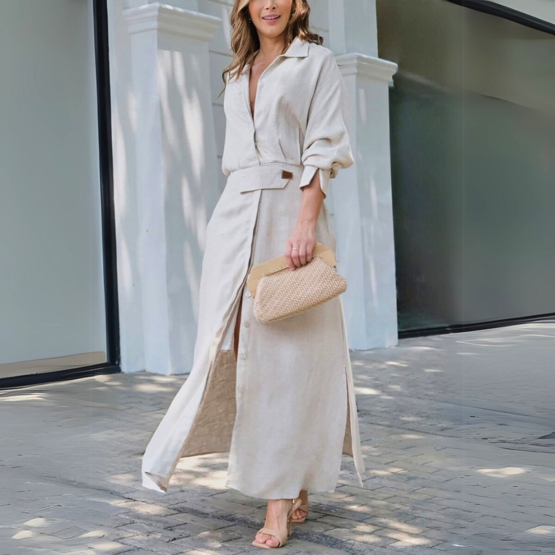 Jeanette | Elegantní maxi šaty s V výstřihem