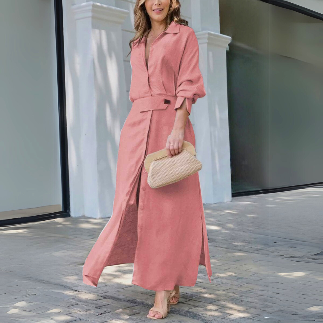 Jeanette | Elegantní maxi šaty s V výstřihem