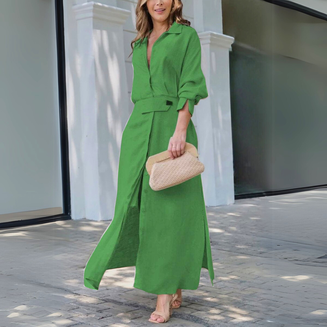 Jeanette | Elegantní maxi šaty s V výstřihem