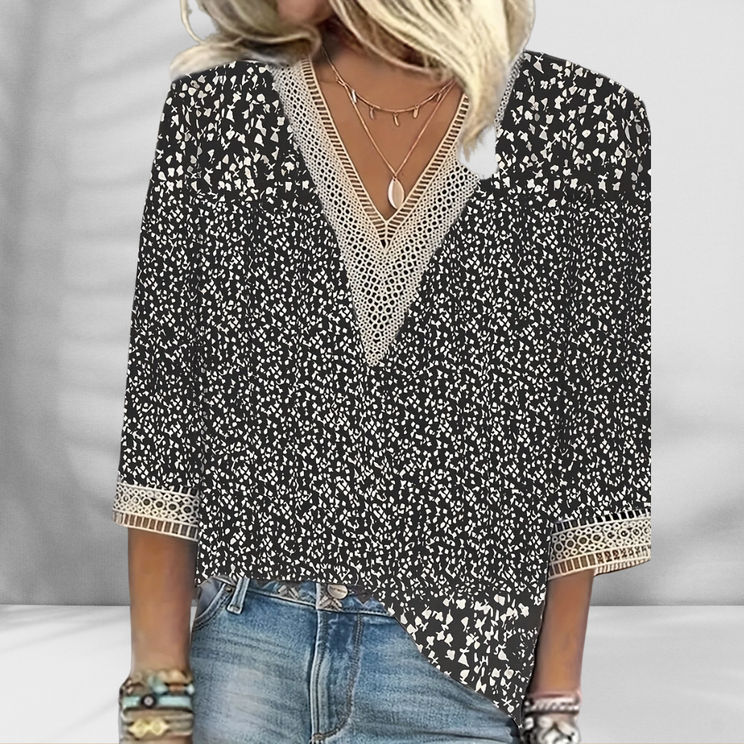 ALIS | Boho-blůza s květinovými vzory a dlouhými rukávy
