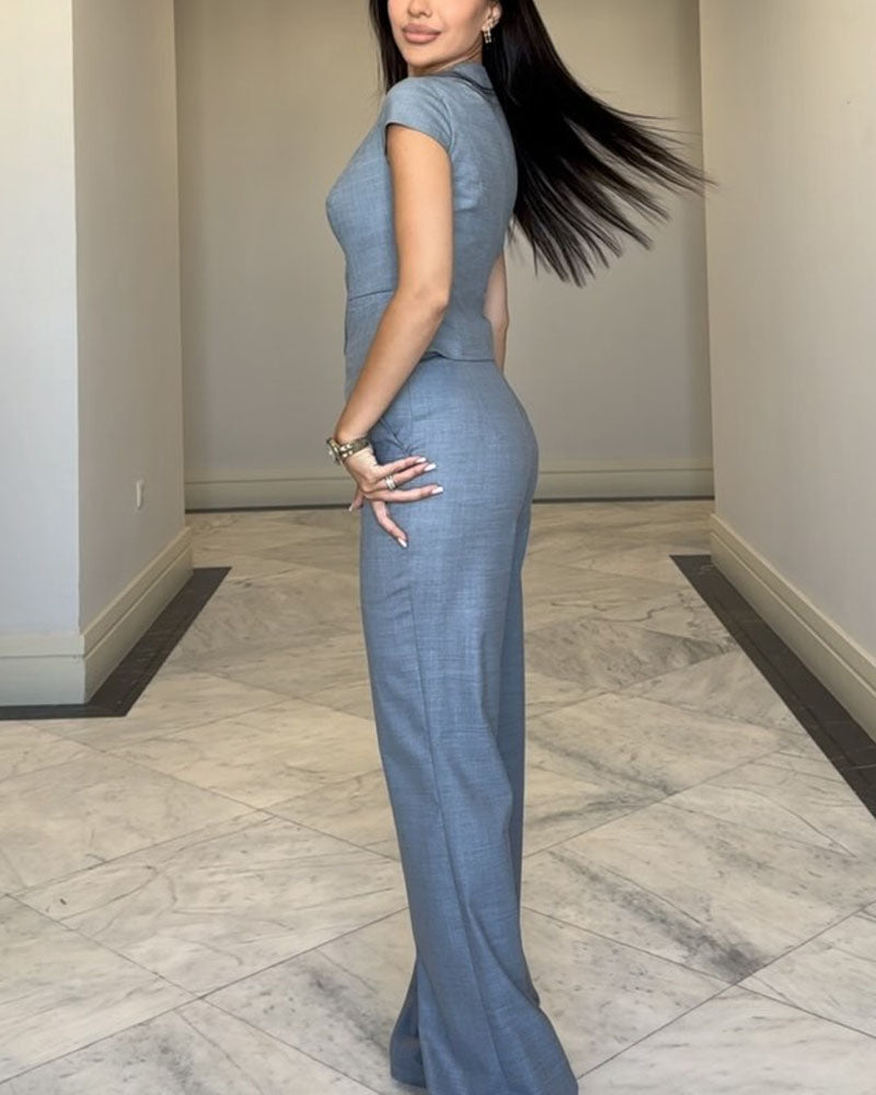 Roksana | Top s výstřihem do V a kalhoty v sadě