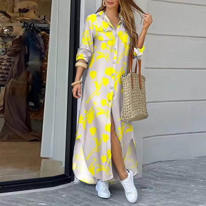 Lucy – Dlouhá košilová šaty s potiskem
