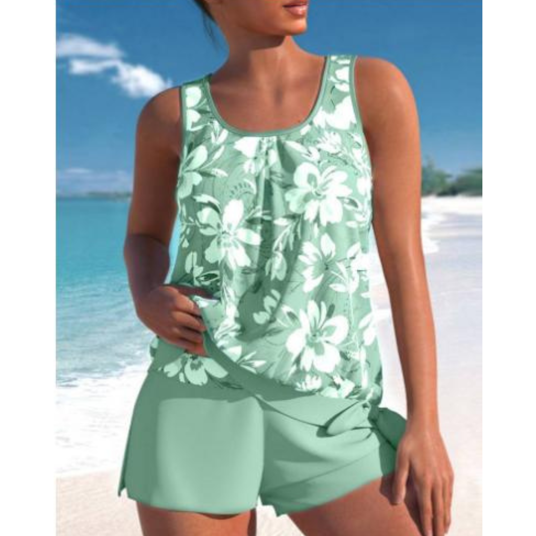 Adalina | Dvoubarevný tankini set s květinovým potiskem pro ženy