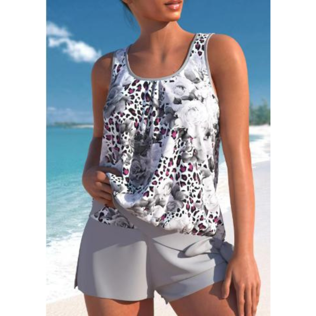 Adalina | Dvoubarevný tankini set s květinovým potiskem pro ženy