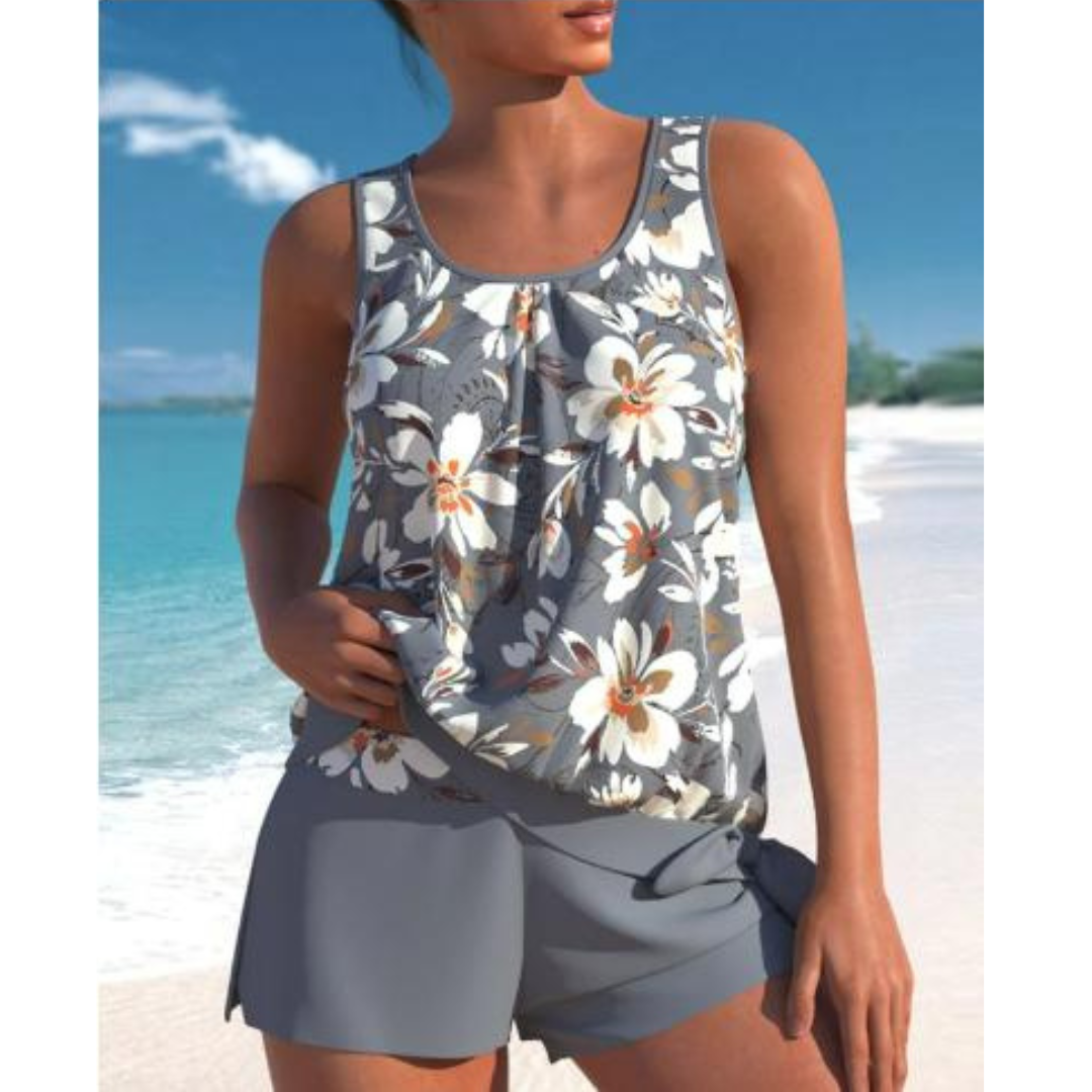 Adalina | Dvoubarevný tankini set s květinovým potiskem pro ženy
