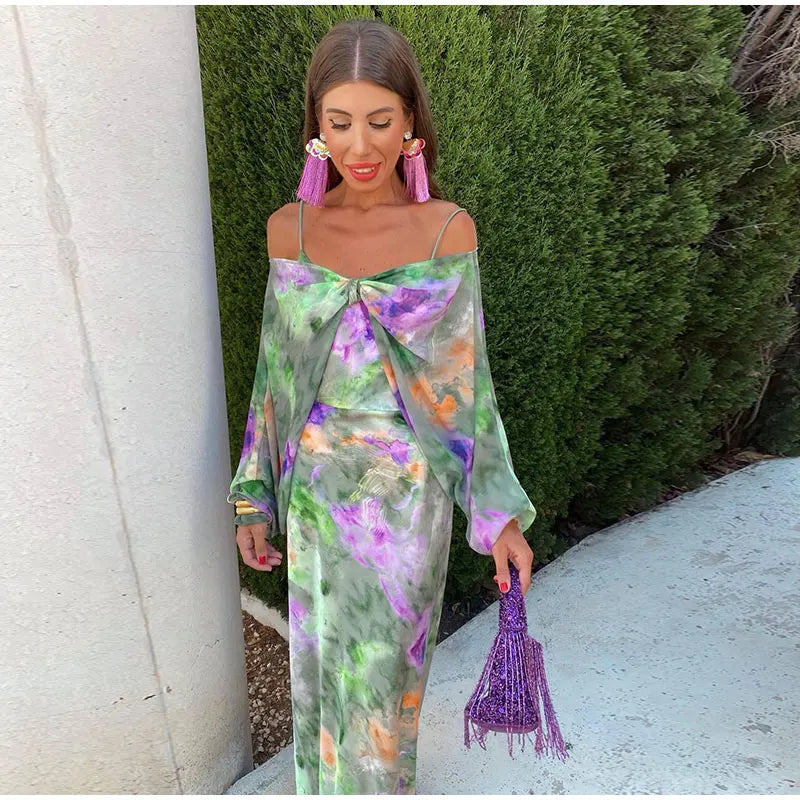 Anisten™ | Dlouhá dámská šaty s potiskem Halo-Dye Léto Boho