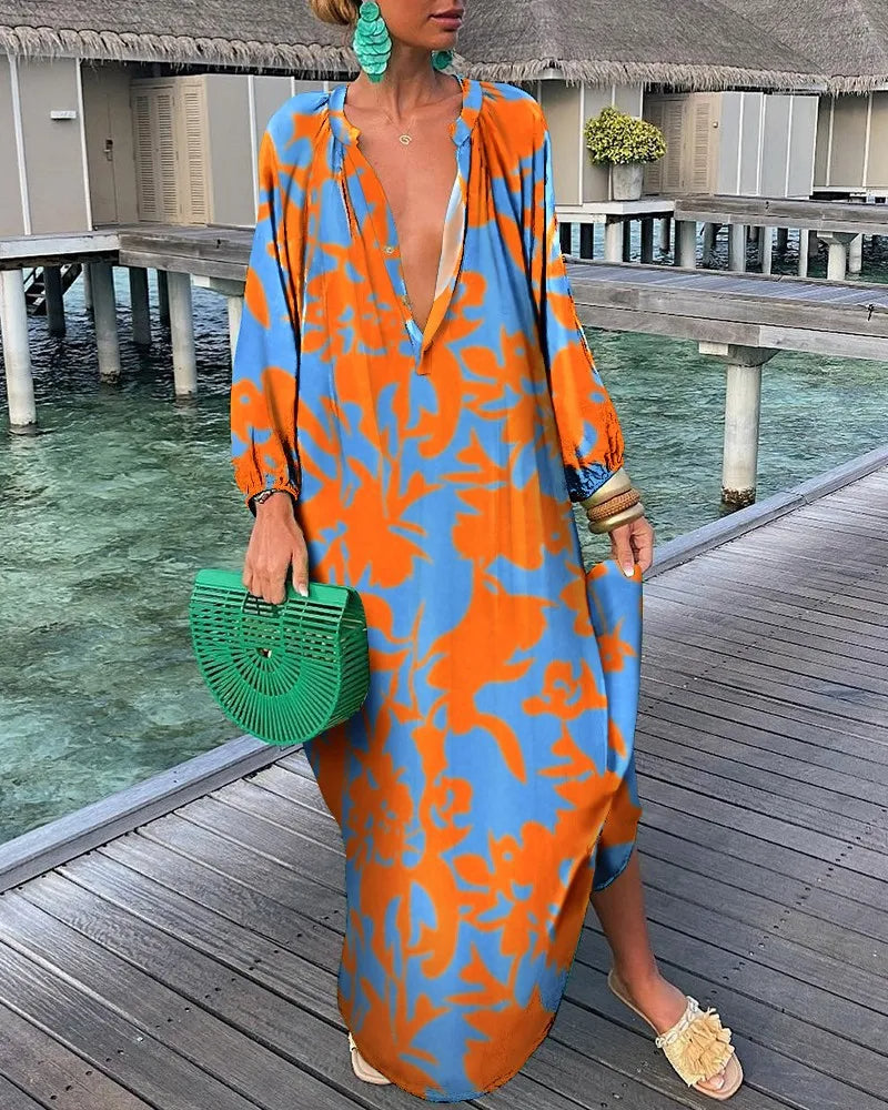 Sophia | Maxi bohémská šaty s retro potiskem