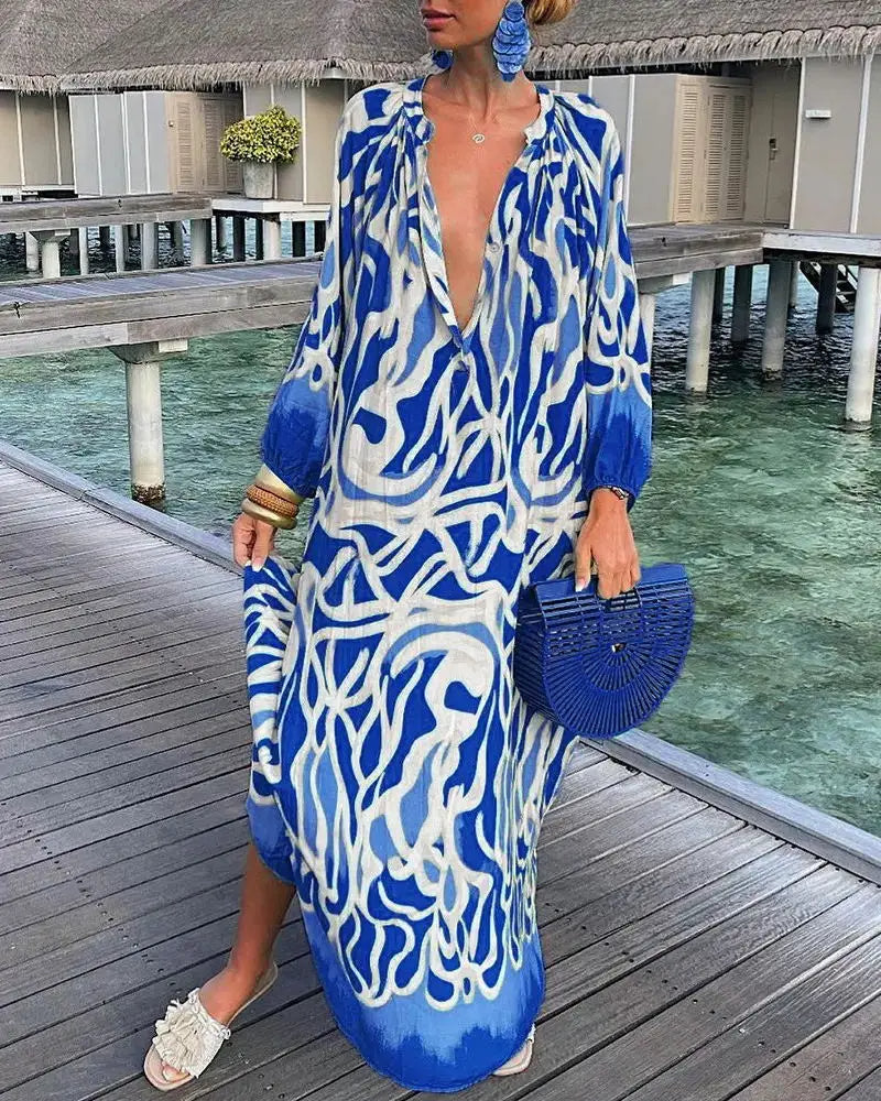 Sophia | Maxi bohémská šaty s retro potiskem