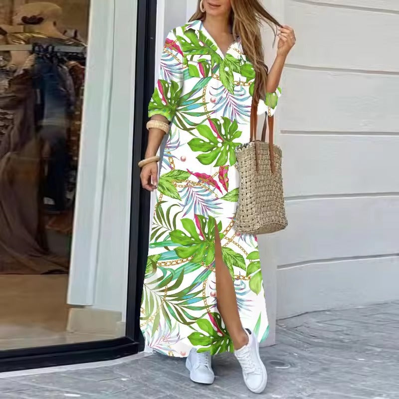 Lucy – Dlouhá košilová šaty s potiskem